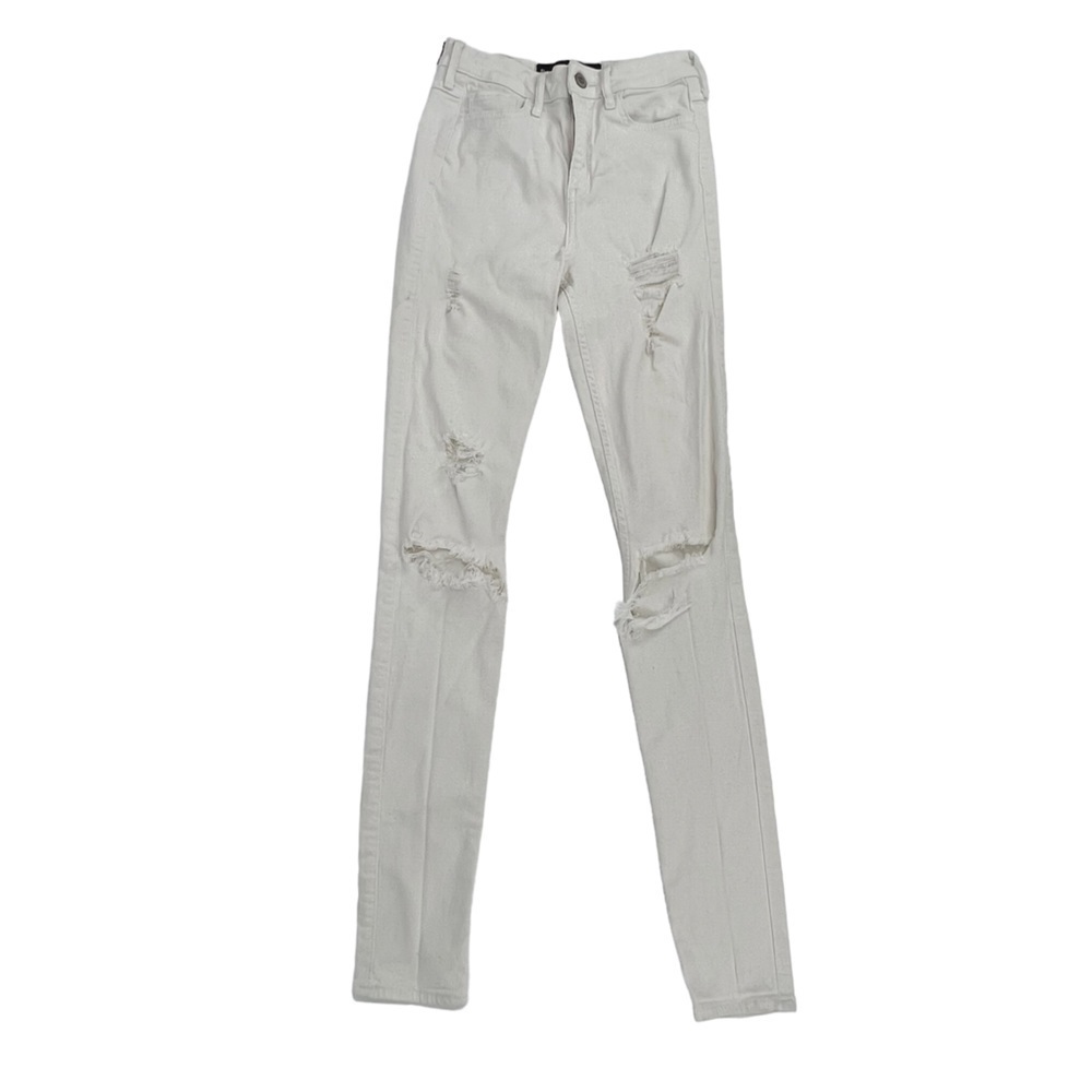 Hollister White High Rise Super Skinny Classic Stretch Jeans Size 0 Long Womens